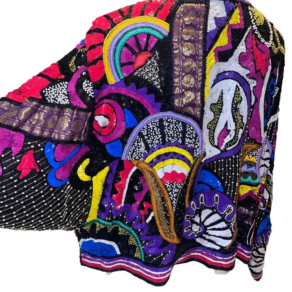 Judith Ann Creations Vintage Womens Beaded Cropped Jacket Size Large Multicolor - Picture 7 of 16